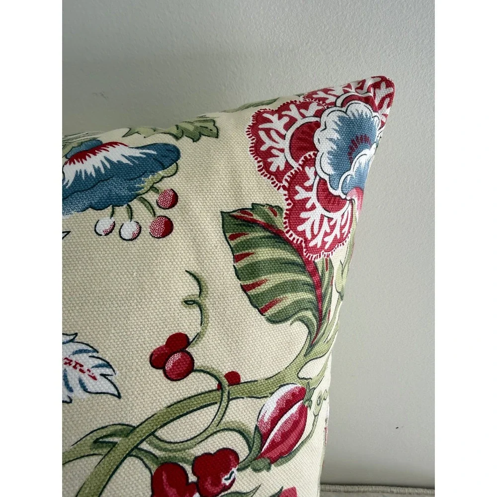 Throw Pillow Floral Garden Down Insert Double Sided Zipper Closure Cottage
